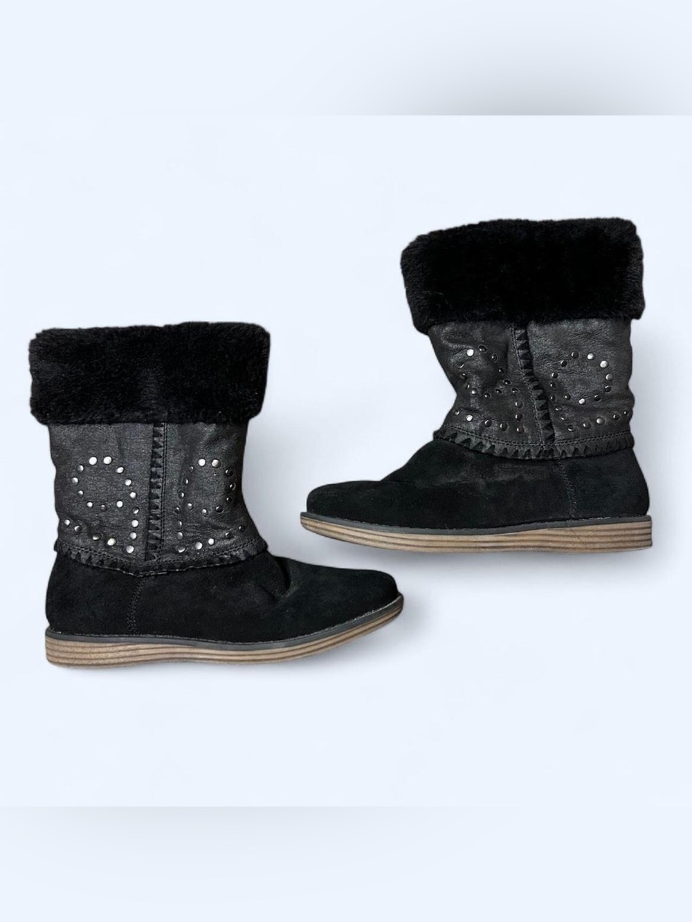 Grunge Black Studded Fur Boots by BareTraps!